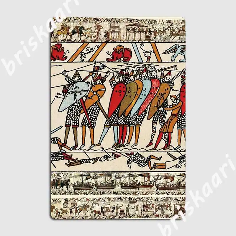 The Bayeux Tapestry Battle Of Hastings Norman Knights Metal Plaque Poster Club Bar Retro Painting Décor Tin Sign Poster