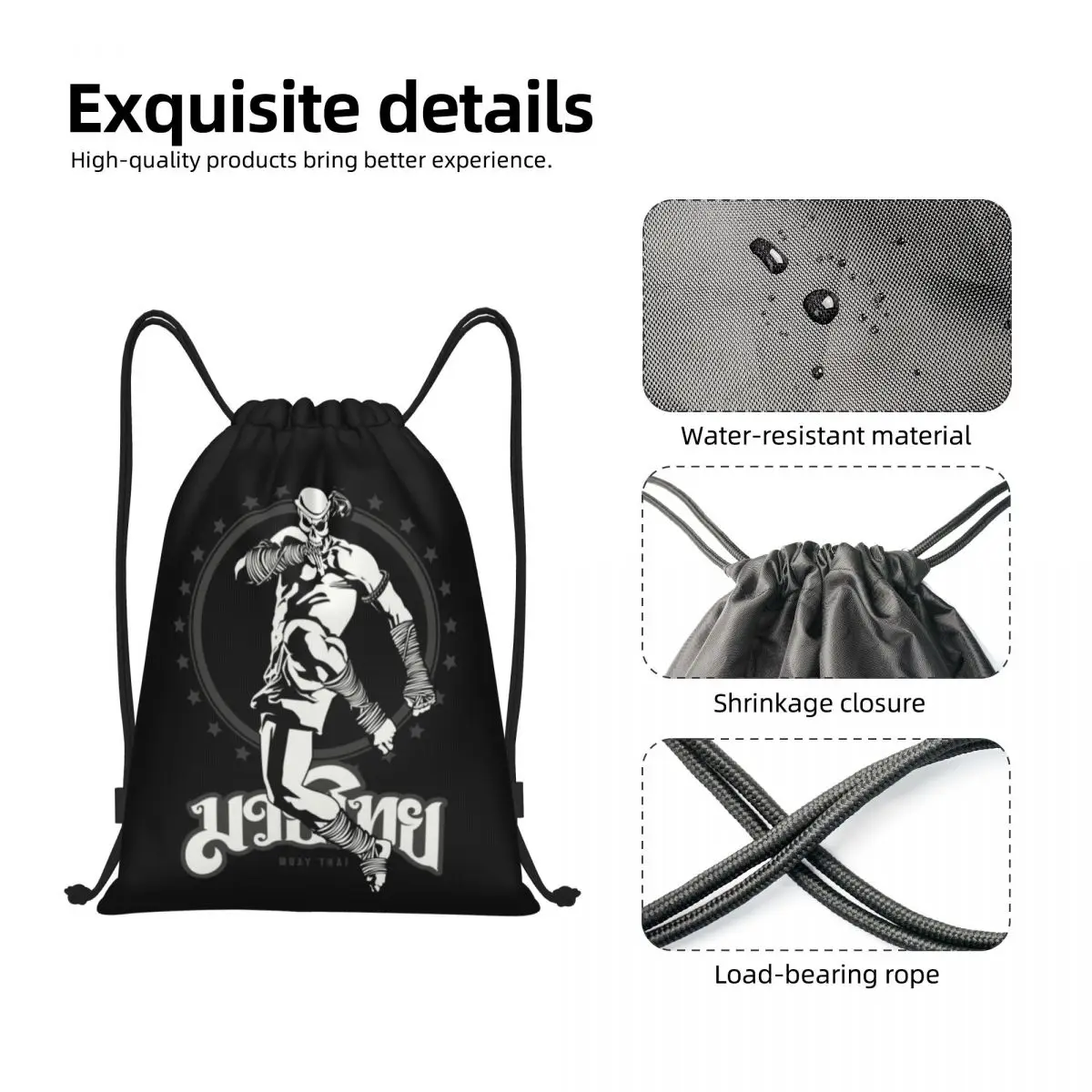 Custom Muay Thai Schedel Drawstring Tas Vrouwen Heren Lichtgewicht Thailand Martial Art Sport Power Kick Sport Gym Opslag Rugzak