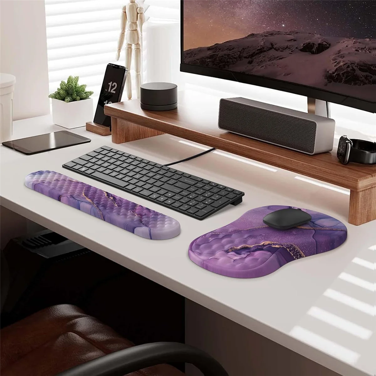 

Durable-Design 3 PCS Ergonomic Mouse Pad with Wrist Rest and Keyboard Pad Set, B