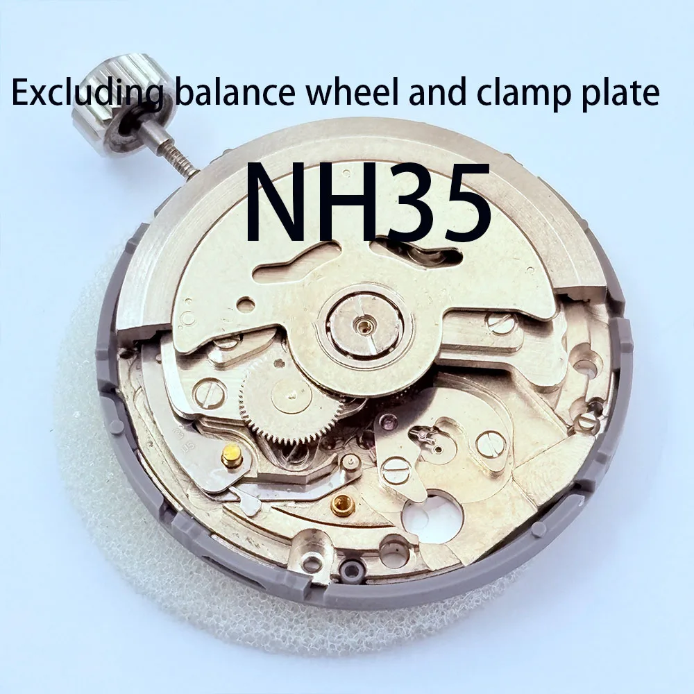 時計アクセサリー-日本製nh35aムーブメント、シングルカレンダー自動巻き機械式ムーブメント、バランスホイールとクランププレートなし