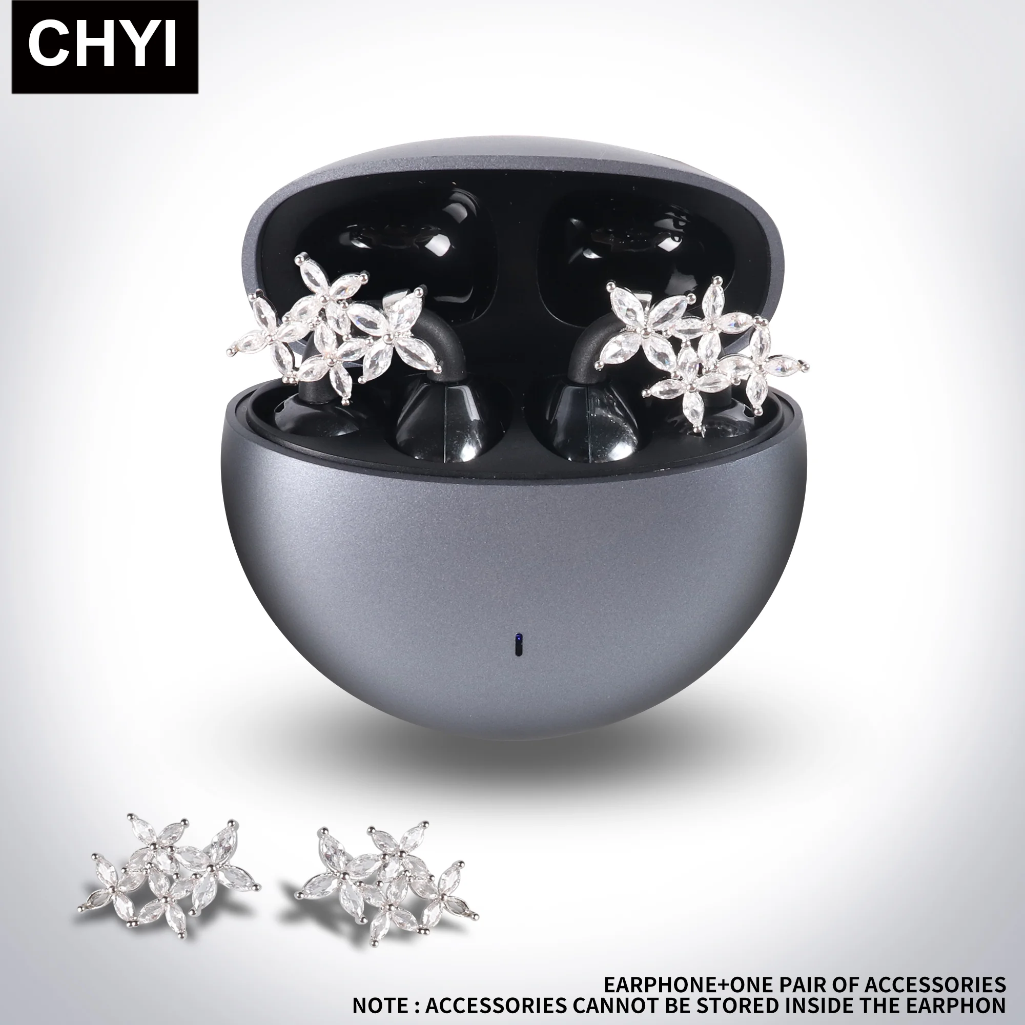 

OWS Ear Clips Bluetooth 5.4 Headphones with 1 Pair Zircon Clip Earrings Suit IPX4 Waterproof Non in Ear True Wireless Headphones