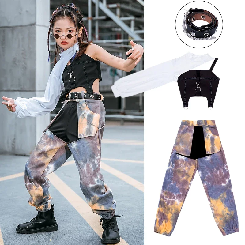 

Girls Jazz Dance Costume 3pcs set Children Hip Hop Kids Modern Street Dance Performance Outfit Catwalk Show Costume dress suits