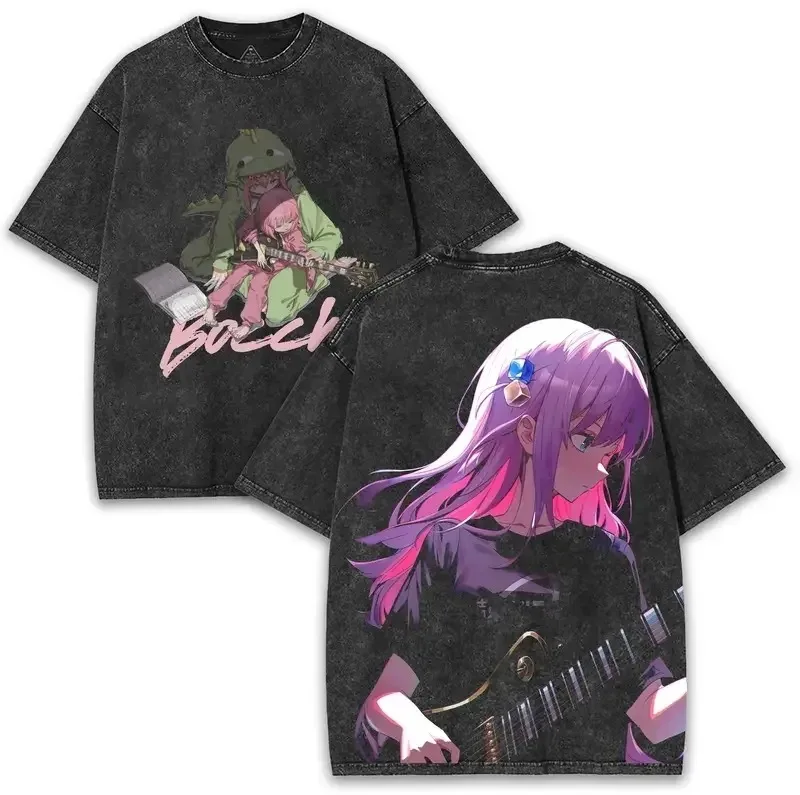 Bocchi the Rock! Hitori Gotoh Fashion Printed T-Shirt, Unisex Vintage Washed Cotton Tee, Popular Summer Women And Men T-shirts