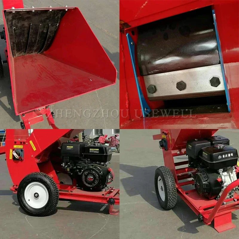 Mobile Small Movable Manual Forest Used Tree Stump Branches Chipping Chipper Grinder Wood Crusher Shredder