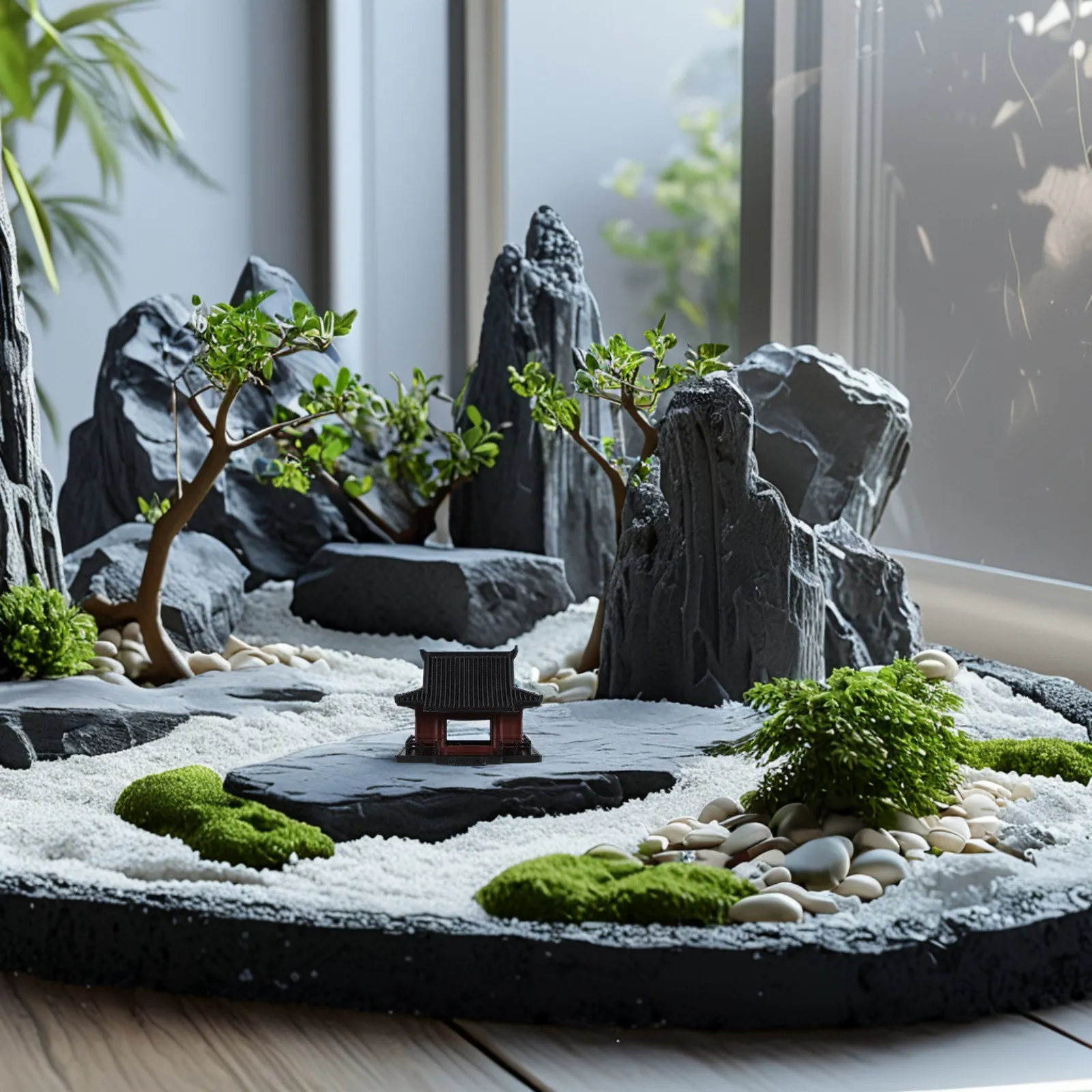 Miniature Pavilion Statue Chinese Vintage Design Elegant Cultural Decor for Desk Shelf Terrarium Mini Landscape Rockery Pagoda