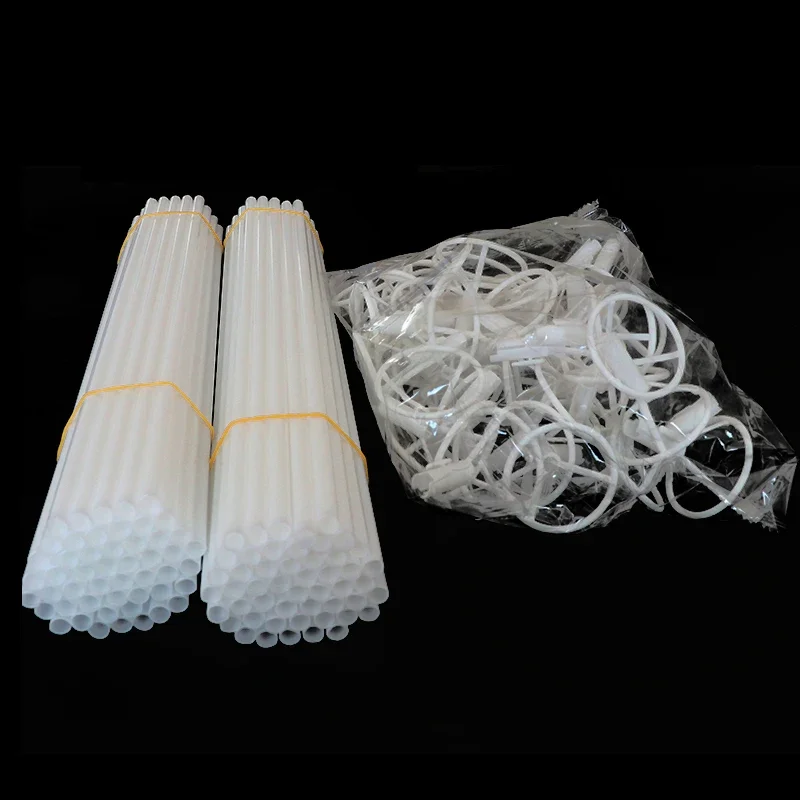 50 Pcs 40Cm White PVC Rods with Cup Transparent Plastic Balloons Holder Sticks Birthday Wedding Party Supplies Kids Party Decor