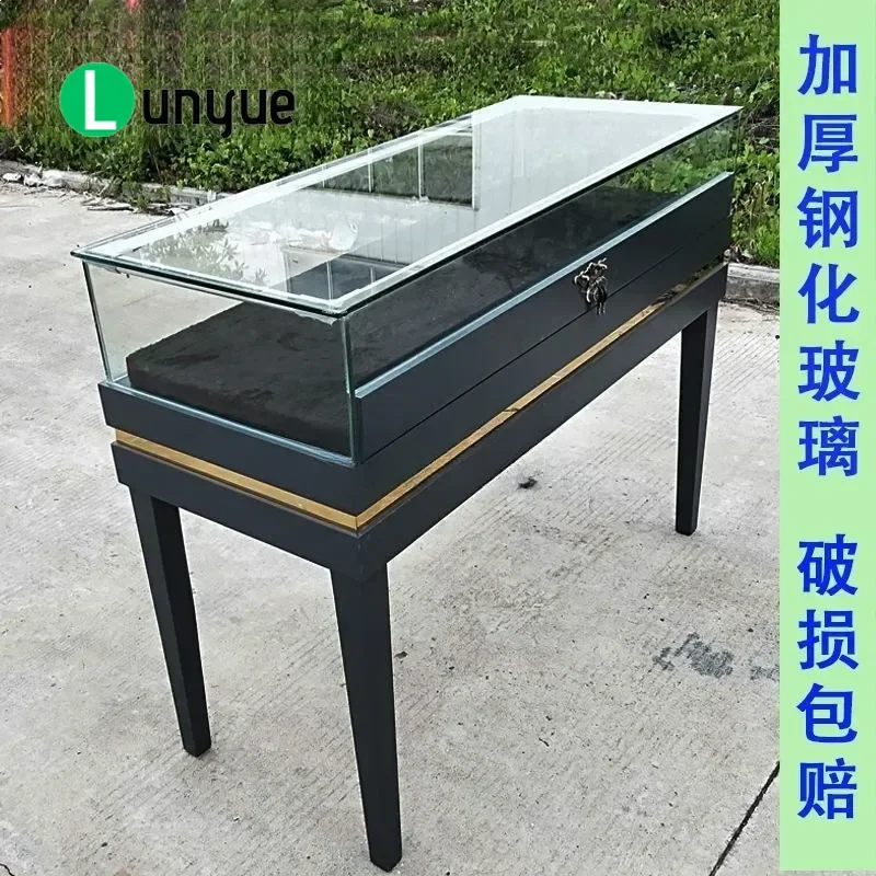 Jewelry Display Cabinet Painted Glass Counter Showcase for Head Jewelry Jade Museum Showroom Exhibition Storage Furniture