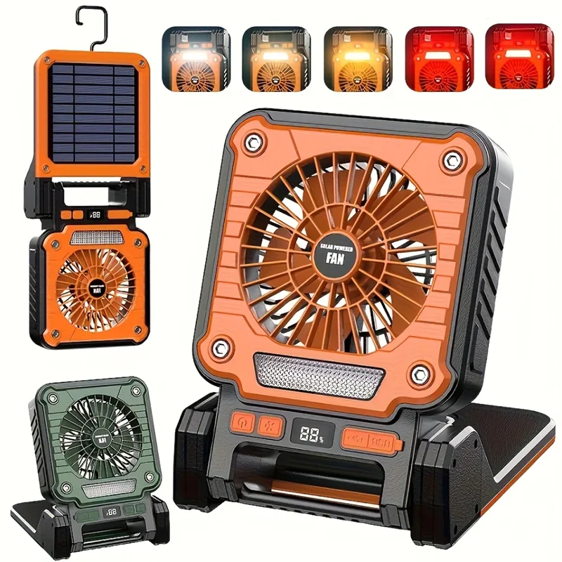 

20000MAH Multifunctional Solar Fan, Charging Portable Fan Light Foldable, New Camping High Battery, Solar Camping Charging Bank