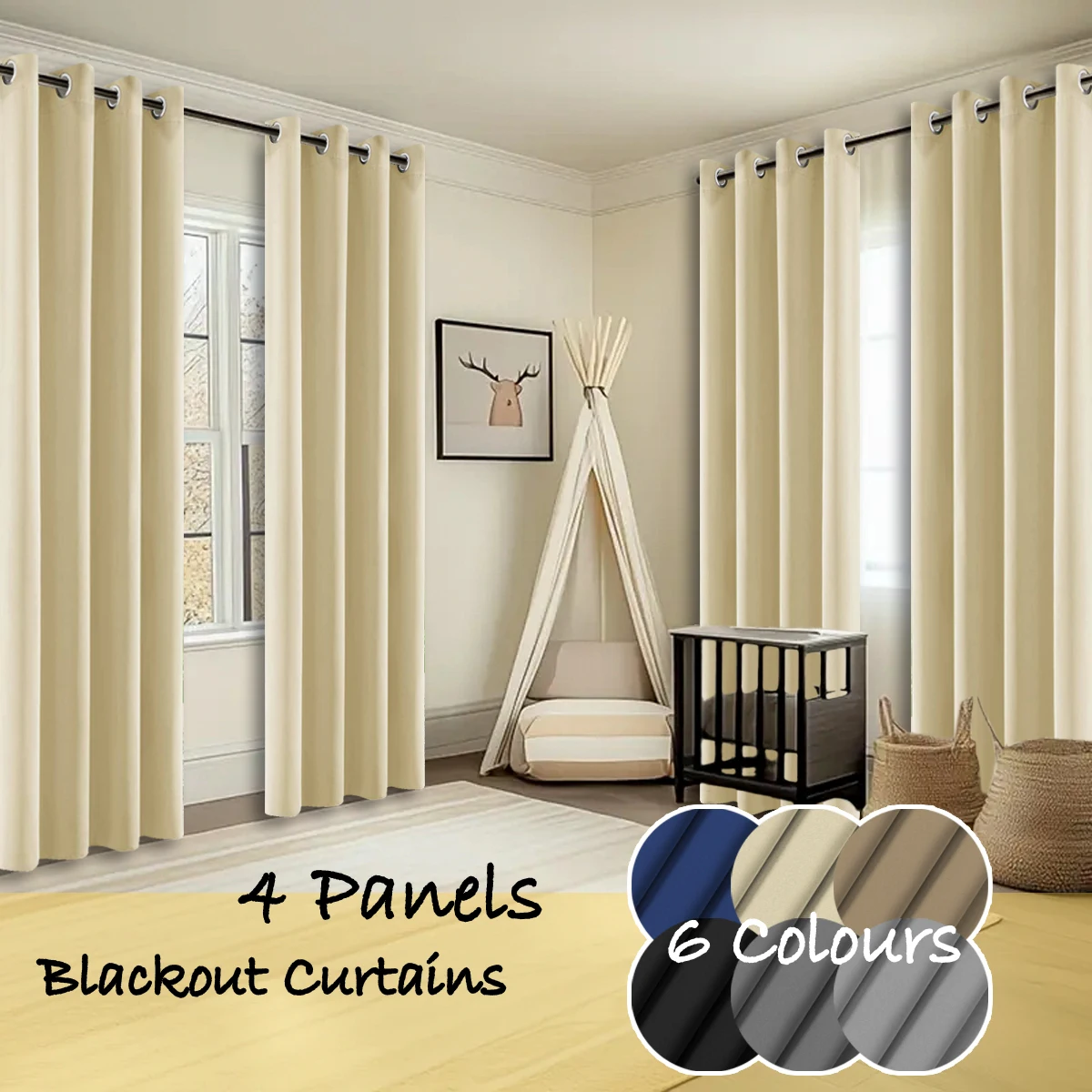 4 Panles Thermal Insulated Blackout Curtains - Room Darkening Ring Top Curtains, Reducing Noise, For Bedroom, Hotel, Living Room