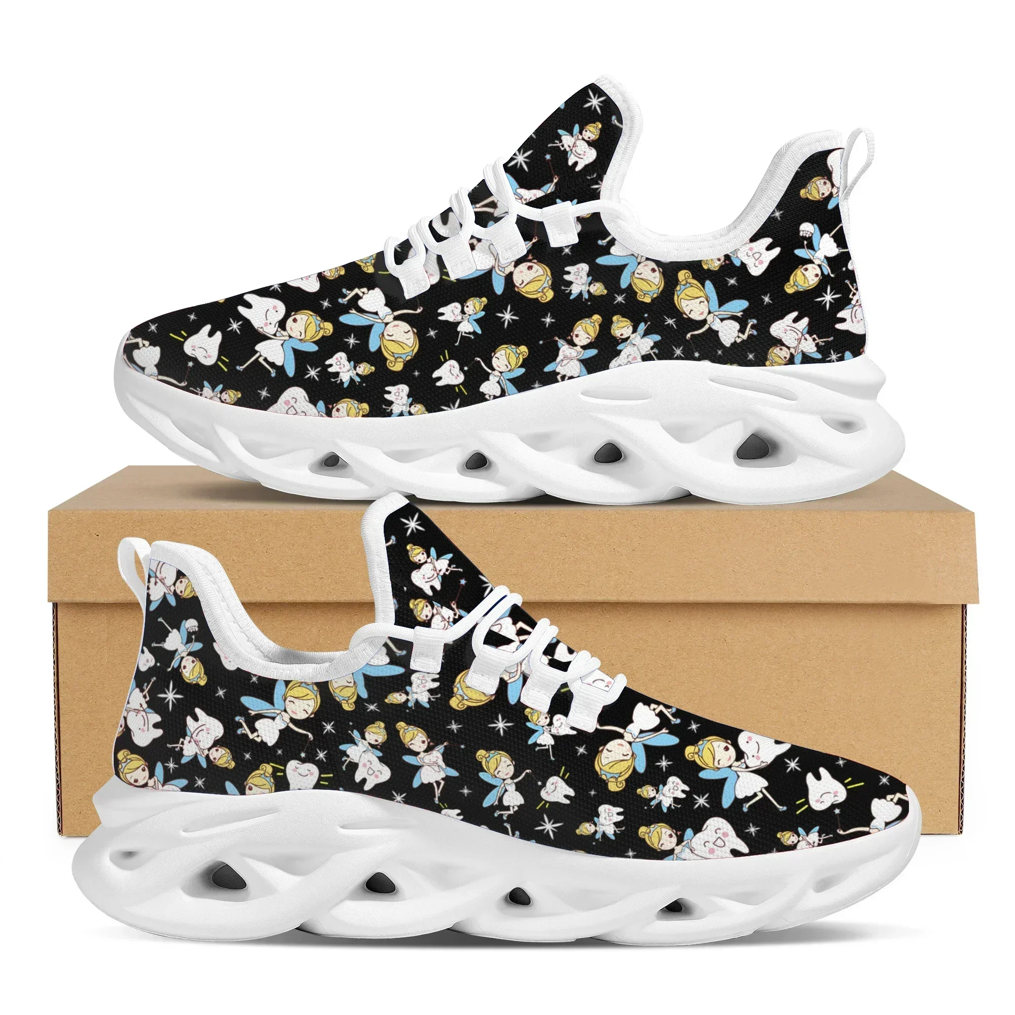 

Women Soft Sole Breathable Sneakers Teeth Fairy Design Lace Up Casual Shoes Spring Summer New Cozy Vulcanized Shoes Gift