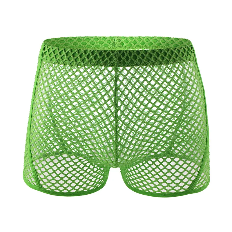 Mesh Mens Shorts Japanese Sexy Provocative Shorts Fishing Net Breathable Transparent Pajamas