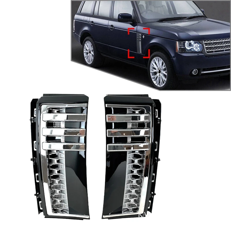 

1 Pair Car Fender Mesh Side Vent Grille Trim Black & Silver Plastic For Land Rover Range Rover L322 2003-2012