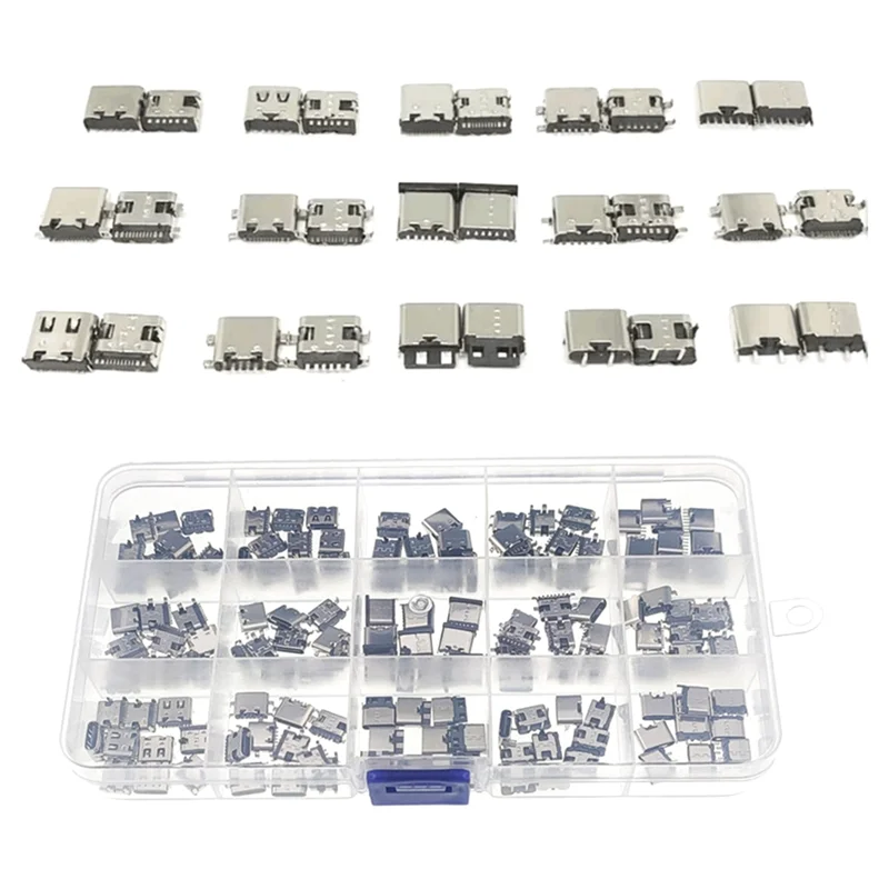 

ABLN-Docking Port Type C USB Female Jack Connector 150Pcs/Box Charging Port PCB SMD SMT USB-C Socket For Phone DIY Repair Kit