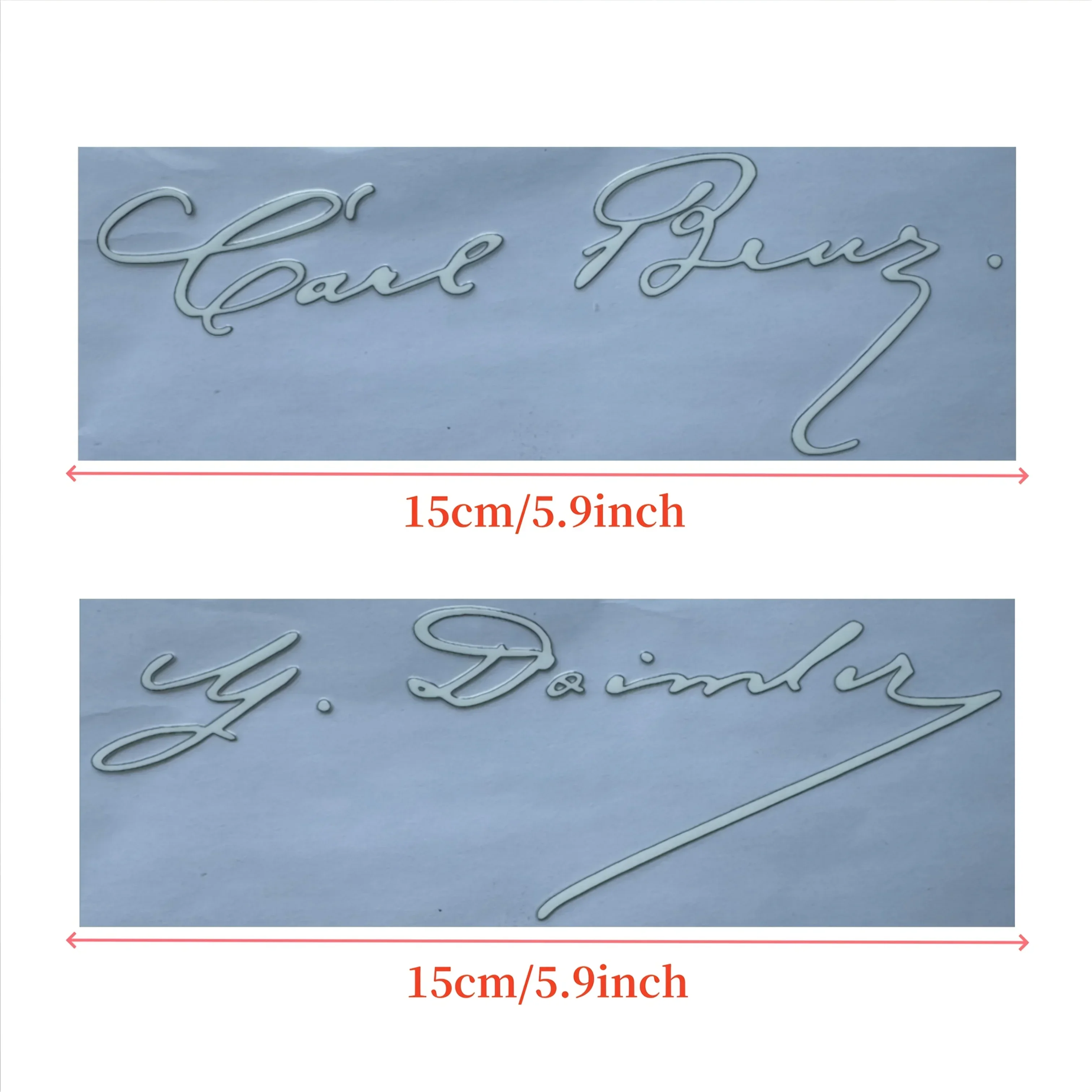 สติกเกอร์ลาย “Carl Benz & Y. Daimler Signature” สำหรับตกแต่งรถยนต์ รถจักรยานยนต์  1 ชิ้น  ของตกแต่งสไตล์ประวัติศาสตร์ยานยนต์