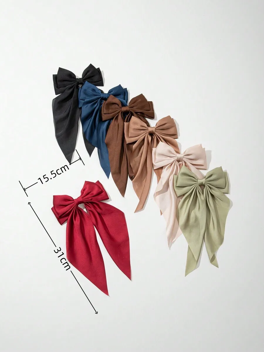 

7pcs Solid Color Bowknot Hair Ribbons For Women