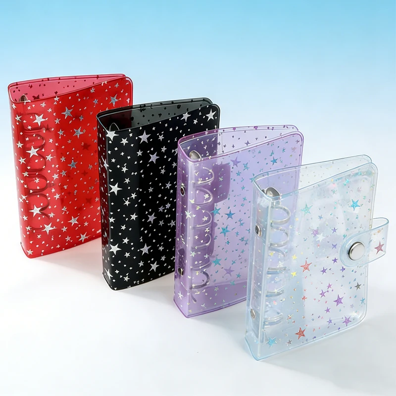 1pcs A7 Color Transparent PVC Loose-leaf Notebook Cover 6-hole Loose-leaf Binder Manual Diary for Core Cover Snap PP Shell.