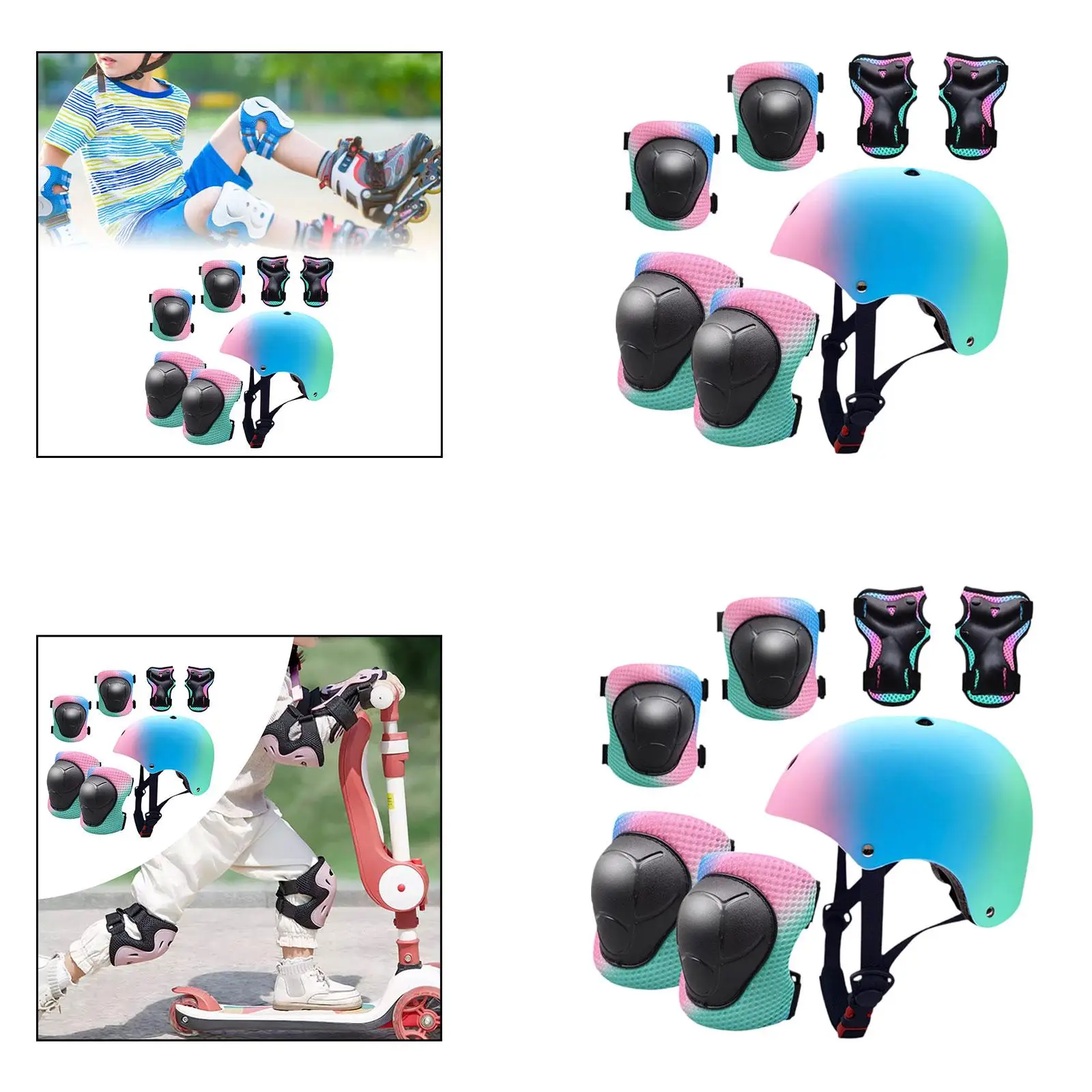 

Bike Helmet for Kids Elbow Pads Gift Climbing with Knee Pads Comfortable Adjustable Multifunctional Lightweight Sturdy Accessory