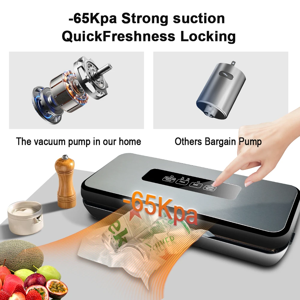 Touch screen automatico di alta qualità Pompa potente Conservatore alimentare elettrico domestico Sigillatore per alimenti sottovuoto