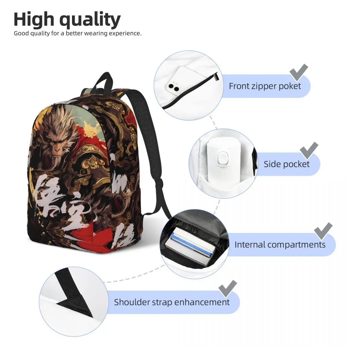 Black Myth Wukong videogioco moda zaino regalo liceo Business divertente gioco Daypack per uomo donna borsa a tracolla College