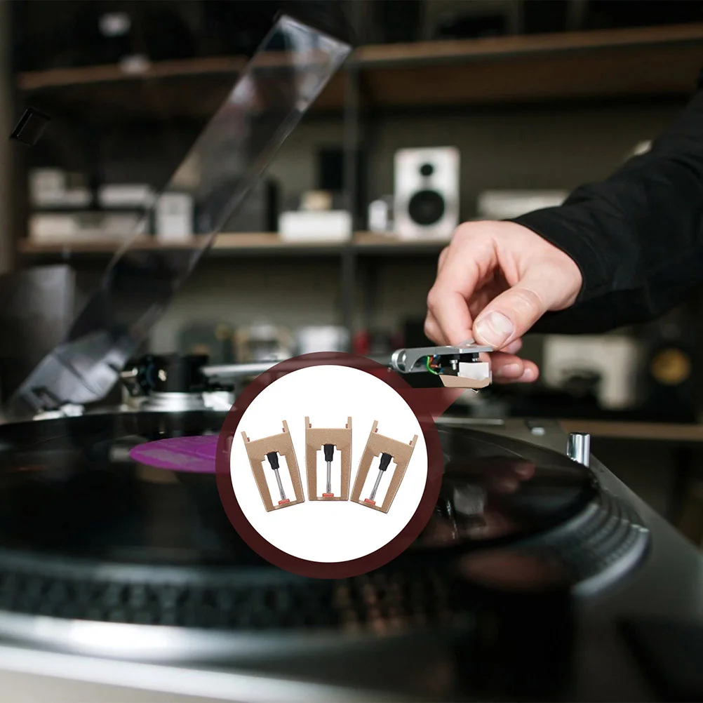 

3pcs Record Player Needles Replacement Turntable Stylus For Vinyl Records Universal Needle Red Gem Tip Lightweight Easy Install