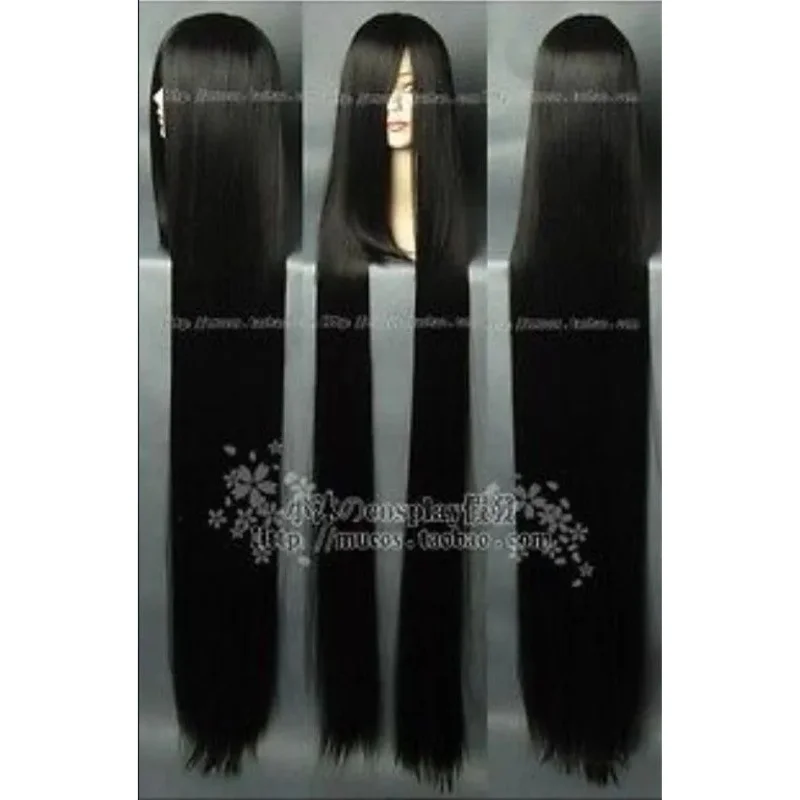 

> > COS 150cm bla long straight cosplay full wig +wig cap H212