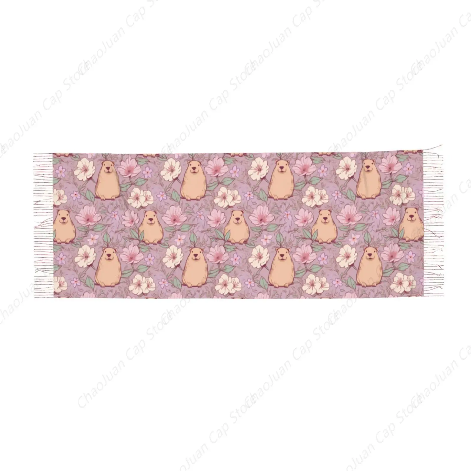 

Flower Floral Capybara Print Cozy Long Scarf Women'S Fashion Scarf Long Shawl Winter Soft Warm Scarves