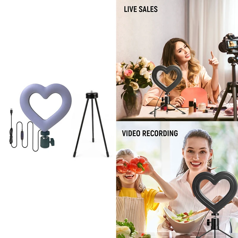 

6Inch LED Selfie Ring Light With Tripod Phone Holder USB Dimmable Photography Ringlight For Makeup Live