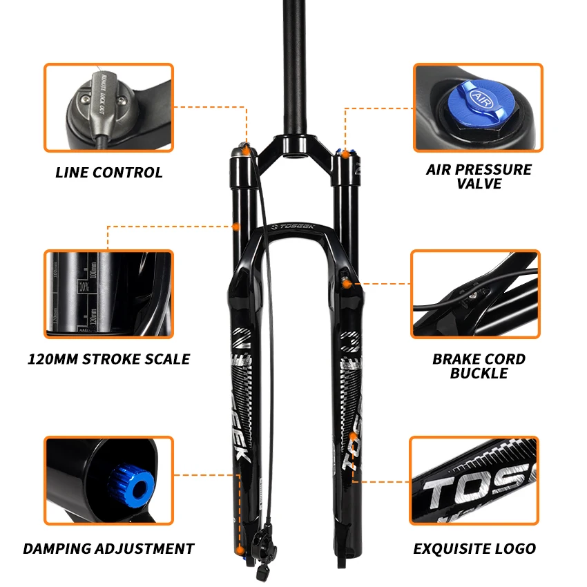 

STLF TOSEEK TFK-SA Mountain Bike Air Suspension Fork Manufacturer 27.5/ 29er QR Magnesium Alloy MTB Bicycle Air Front Fork