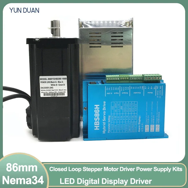 Nema 34 Closed Loop Stepper Motor Drive Power Supply Kit 86MM Hybrid Easy Servo Motor Digital Display Motor Driver Controller