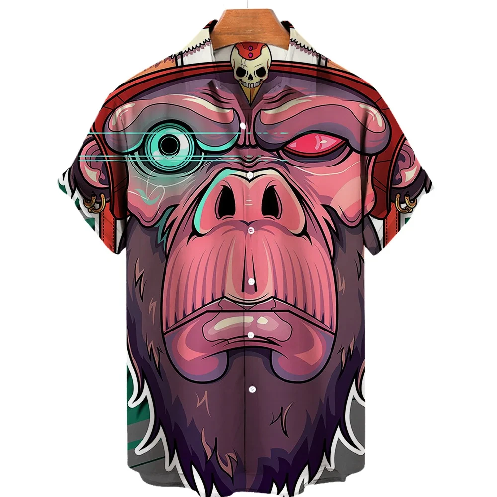 3d Skull Hawaiian Shirt for Man Oversized Casual Men\'s Shirts Streetwear Beach Summer Male Short Sleeve Blouse Trendy Tops Tees