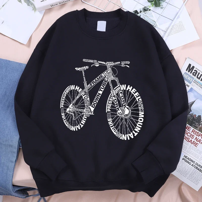 

Bicycle Amazing Anatomy Mountain Bike Hoodie Man Hip Hop Loose Sweatshirts Crewneck Casual Clothing Autumn Women Fleece Hoody