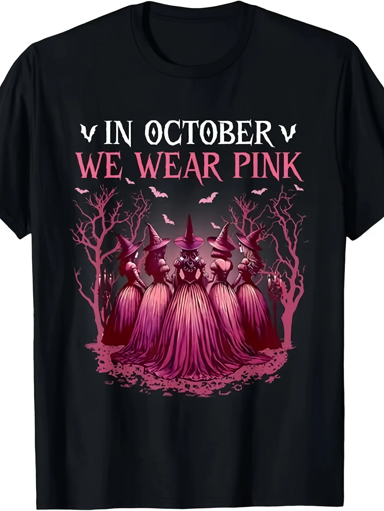 We wore the pink witch Halloween breast cancer prevention and control unisex T-shirt 2026