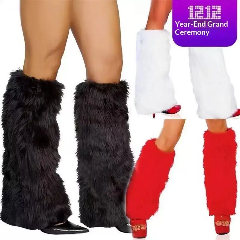 Faux Fur Leg Warmers Plush Long Leg Cuffs Multi Color Options For Christmas Party Cosplay Stage Performance Costume Accessory