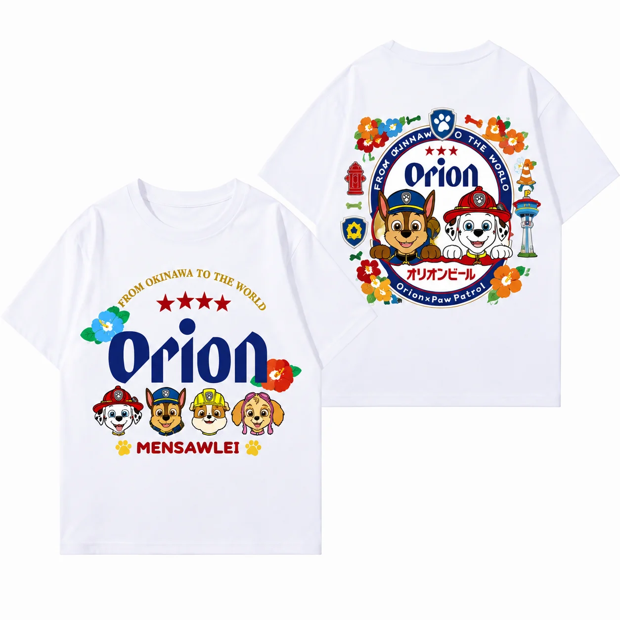 Orion Men's and Women's PAW Patrol Short Sleeve T-Shirt for Parents and Kids Comfortable Breathable Ins Japanese Trendy Clothing