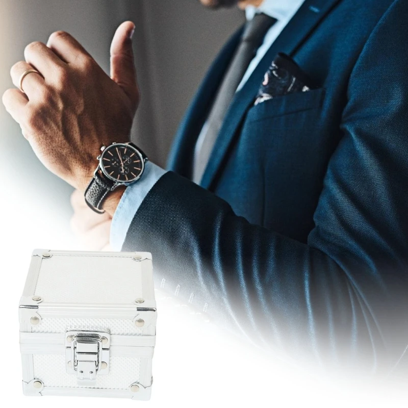 

H7EB Aluminum Alloy Watch Storage Box With Closure Watch Display Case For Jewelry Display And Travel Protections