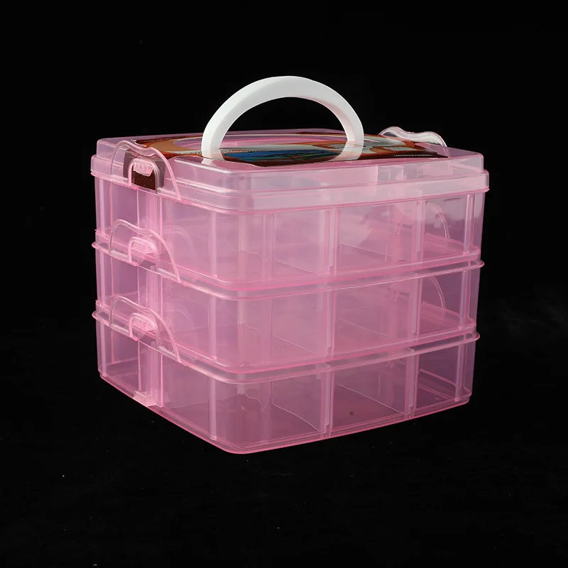 3 Layers 18 Compartments Clear Storage Box Container Jewelry Bead Organizer Case Plastic Empty Box Multifunction Tool Case 3 La