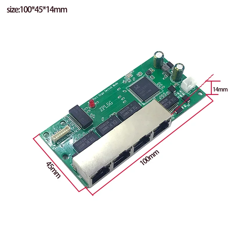 5 ports10/100/1000ม. 5V-16V,9V-48V โมดูลสวิตช์เครือข่ายอีเทอร์เน็ต