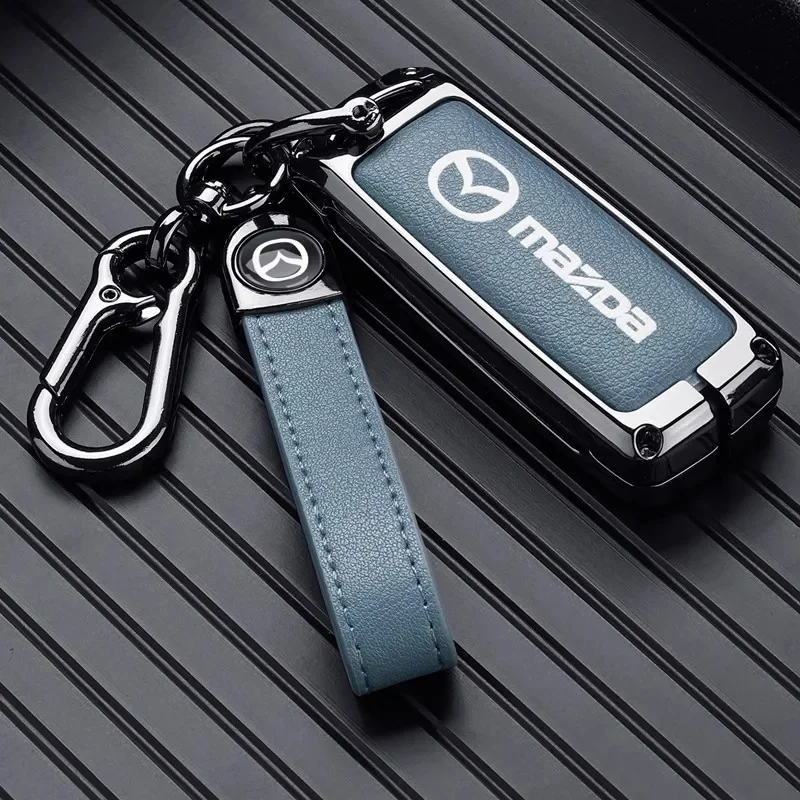 Leather Car Smart Key Case Cover Shell For Mazda 3 5 6 SKYACTIV Axela Atenza CX30 CX5 CX8 CX9 MX5 RX8 RX7 BT50 Keychain Protecto view 4