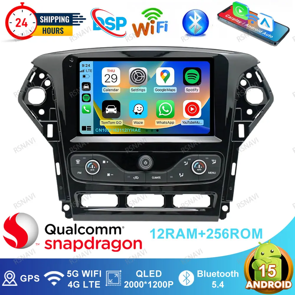 Android 15 Car Radio For Ford Mondeo MK4 2007-2014 Golf Mk7 Mini Fridge Gear Lever Knob Cleaning Machine Opel Astra J Tool Box