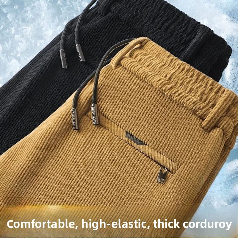 

Мужские утепленные вельветовые брюки свободного кроя больших размеров, прямые, осенне-зимние, модные, городские