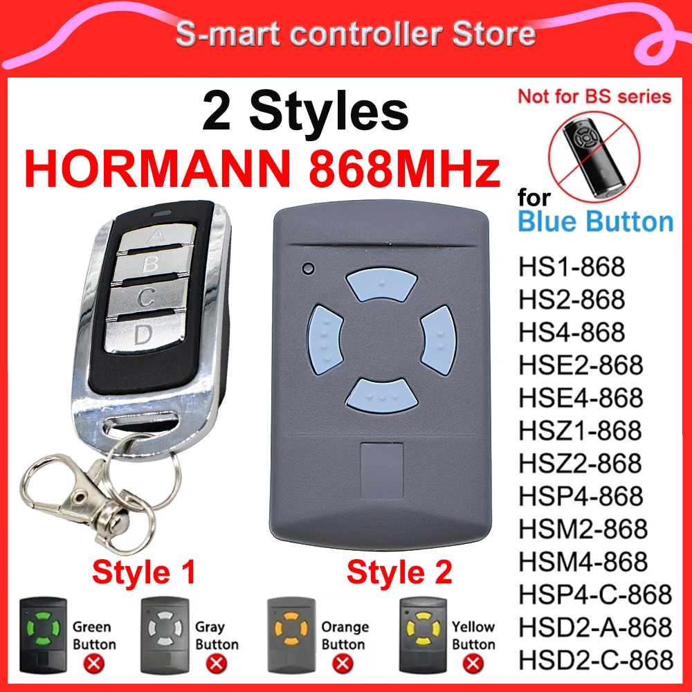 2 Styles Garage Gate Remote Control Compatible With HORMANN HSM2 HSM4 868 MHZ Handheld Transmitter 868.35mhz