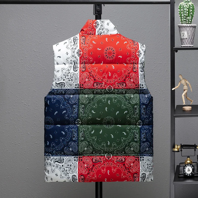 2023 Winter New Men Vest Sleeveless Parka Waterproof Patchwork Thick And Comfortable Male Fashion Waistcoat Size 4XL 5XL