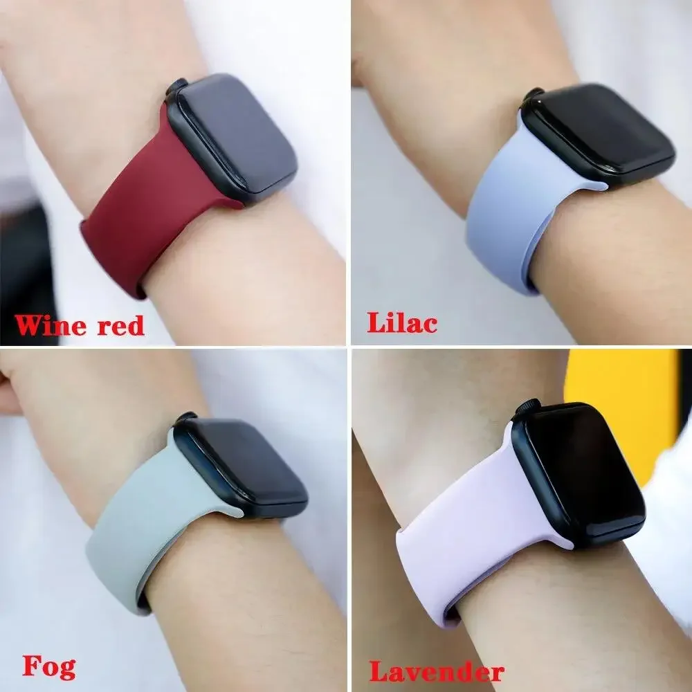 Silicone Strap For Apple Watch Band 44mm 40mm 45mm 41mm 49mm 42mm 38mm 44 mm bracelet iwatch series 9 7 se 3 4 5 6 8 Ultra band