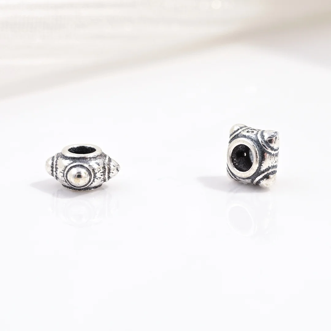 2PCS S925 Sterling Silver Retro Pattern Spacer Beads