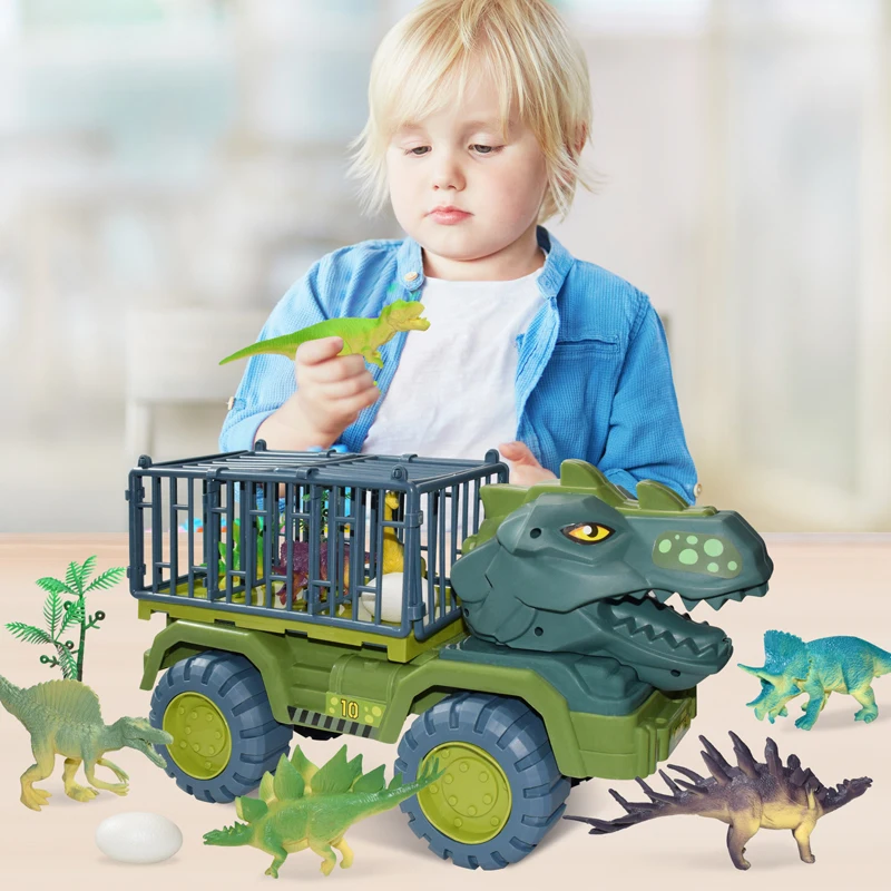 Kids Dinosaur Car Toy Big Size Dinosaur Transport Cars Dump Crane Vehicle Carrier Truck for Boys Children Christmas Toys Gifts