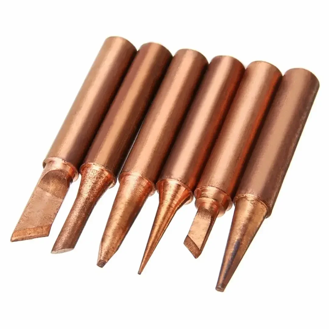 6pcs Soldering Tips Copper Solder Iron Tips Lead Free Soldering Welding Tool Set For 936 937 938 969 8586 852D Soldering Station