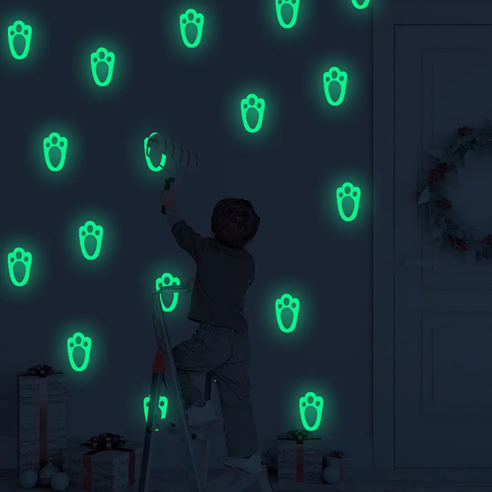 Luminous Footprints Stickers Glow Night Decal Home Decor Kids Room Wall Art Holiday Decoration Green Color Day Light Sticker