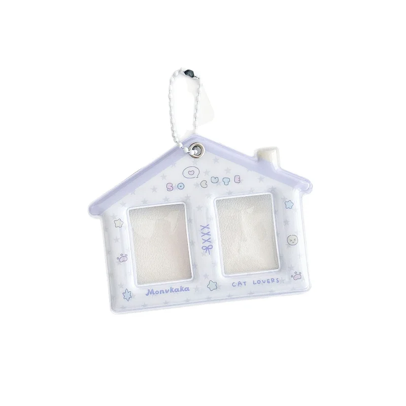 1 بوصة منزل صغير حامل بطاقة PVC فتحة مزدوجة Cp حامل بطاقة شبكة مزدوجة على شكل حامل بطاقة المفاتيح Kpop عرض الصور الشماعات