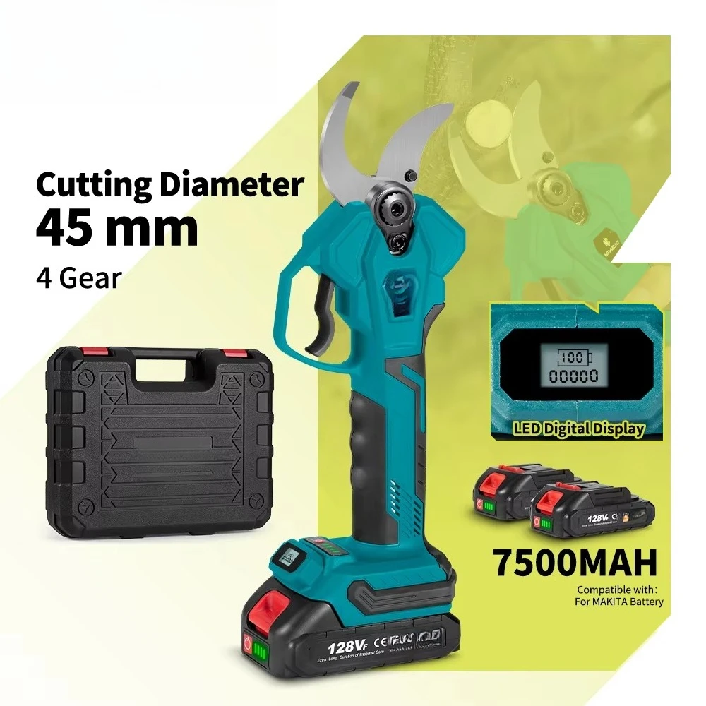 무선 레벨 4 기어 휴대용 브러시리스 리튬 전기 전정 가위 (마키타 배터리용 디지털 화면 디스플레이 포함)