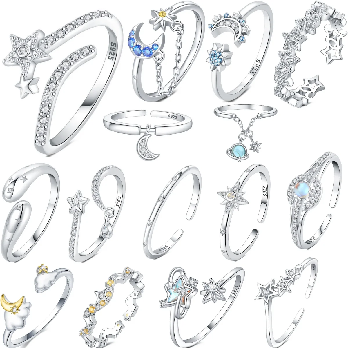 

Orstarry S925 стерлингового серебра сверкающая звезда циркон открывающееся кольцо для женщин оригинальное кольцо на палец ювелирные изделия вечерние изысканные модные подарки